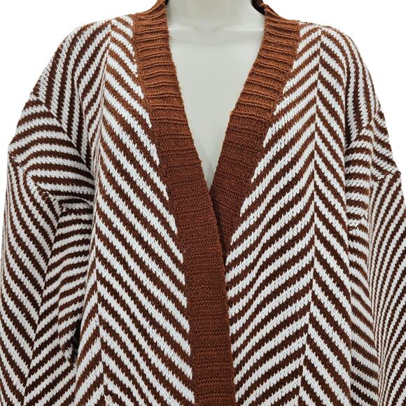 Fortune + Ivy Womans size XXL Chevron Striped Duster Cardigan Sweater Brown New - Picture 2 of 8